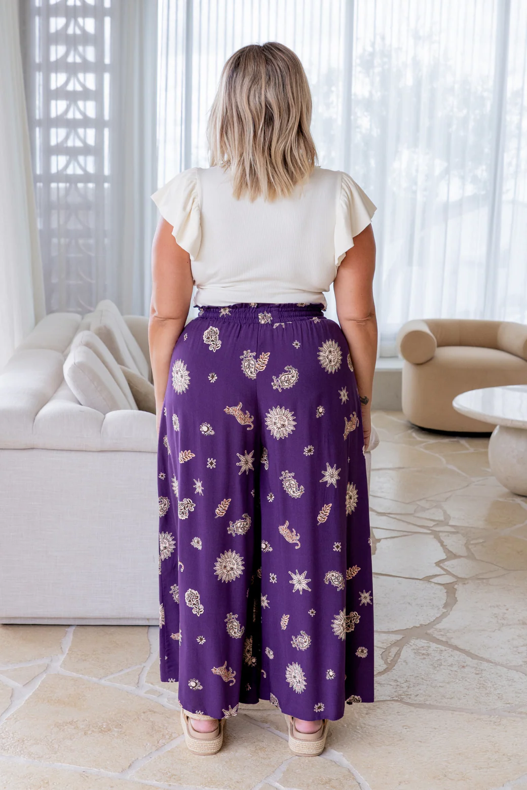 Final Sale | Maree Wide Leg Pant Talisman Print Plum - Image 11