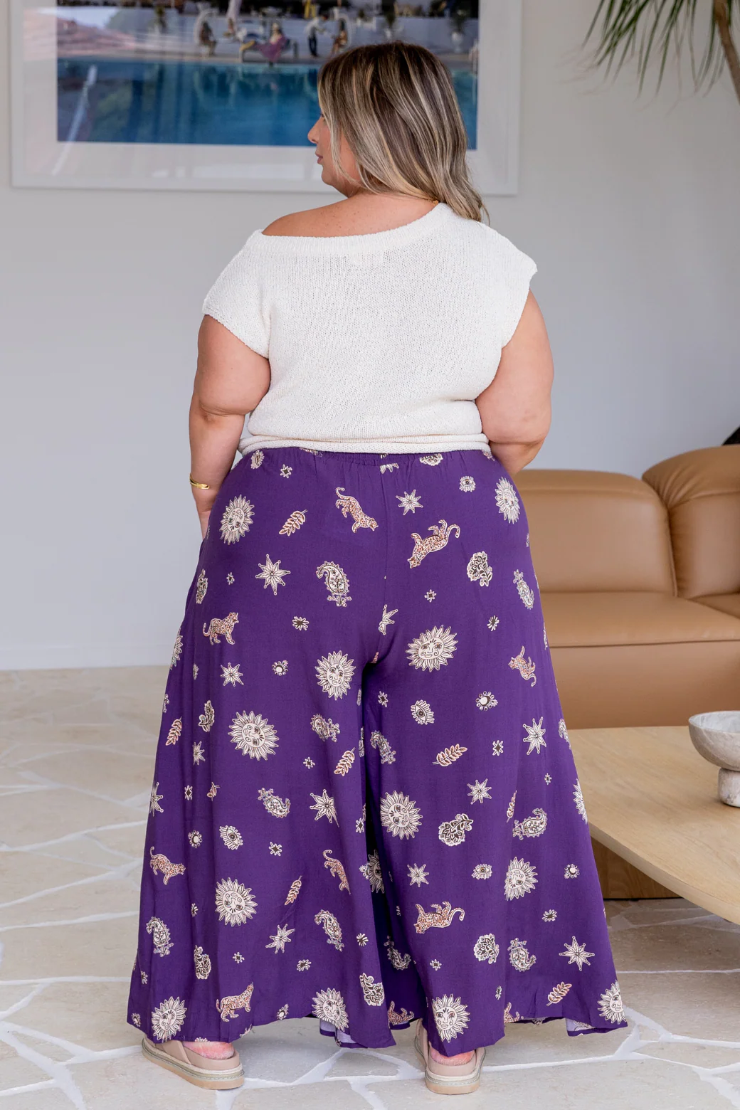 Final Sale | Maree Wide Leg Pant Talisman Print Plum - Image 7