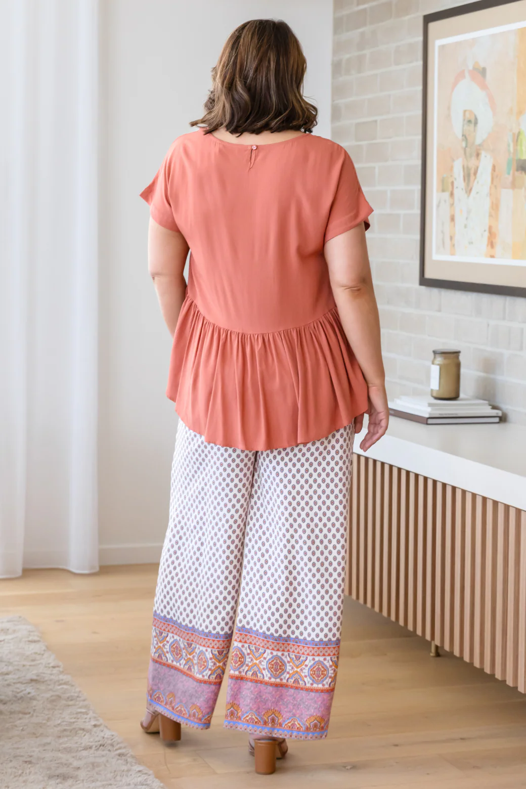 Final Sale | Melinda Relaxed Peplum Top Rust - Image 5