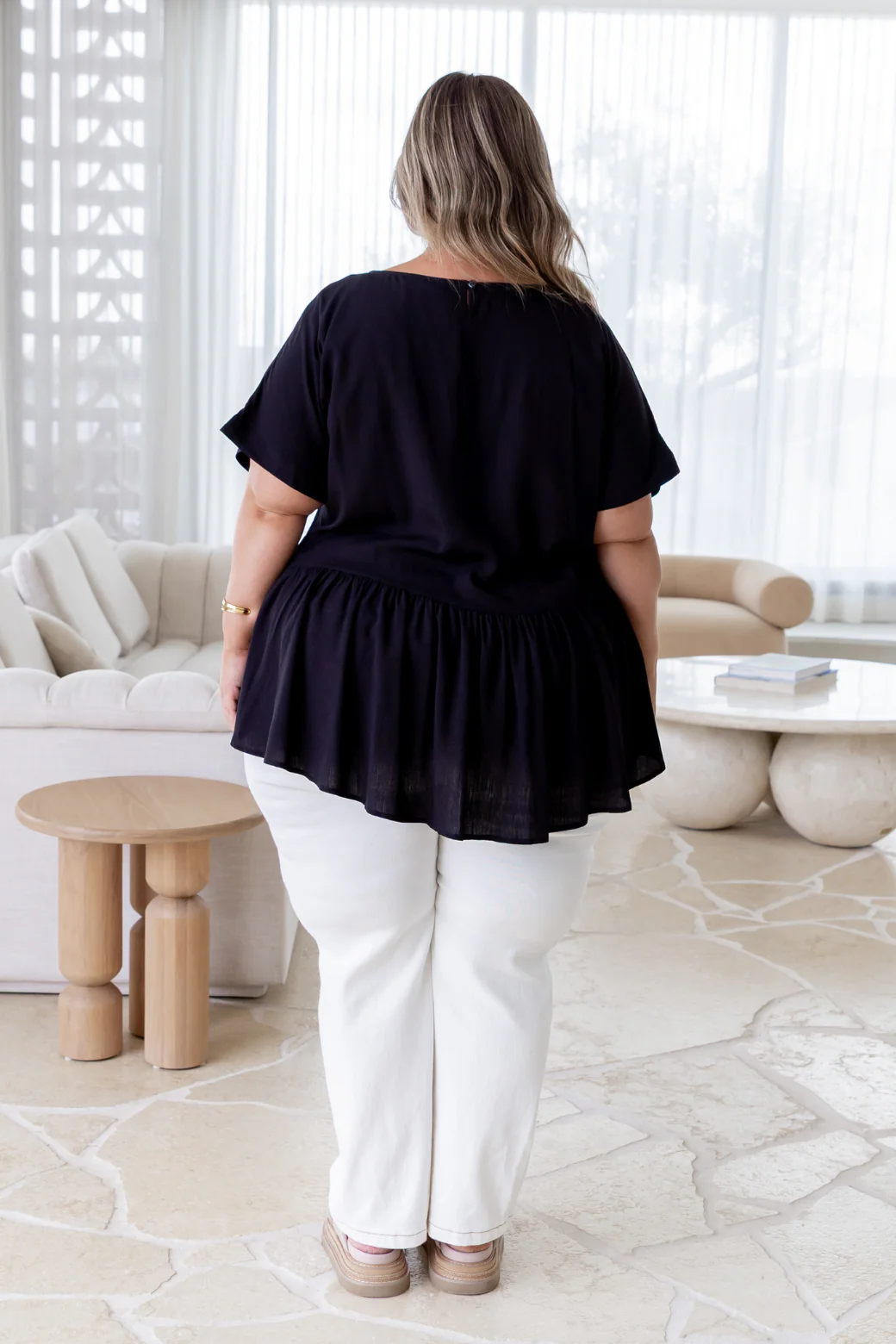 Melinda Relaxed Peplum Top Black - Image 11