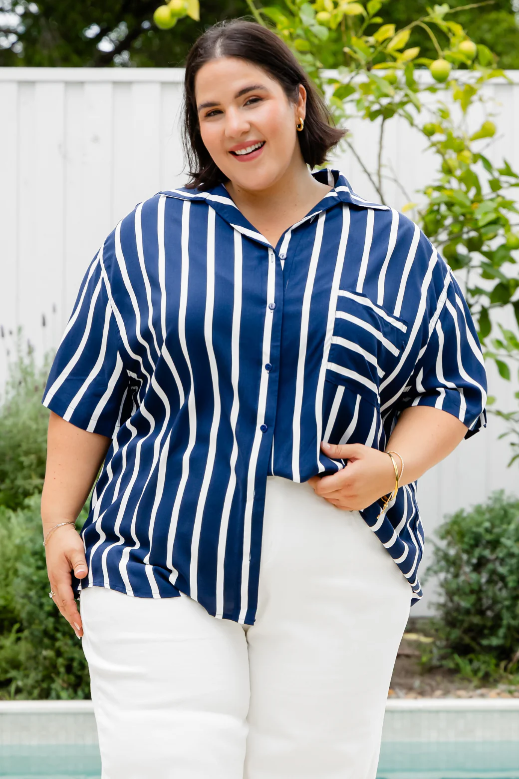 Melrose Shirt Navy Stripe