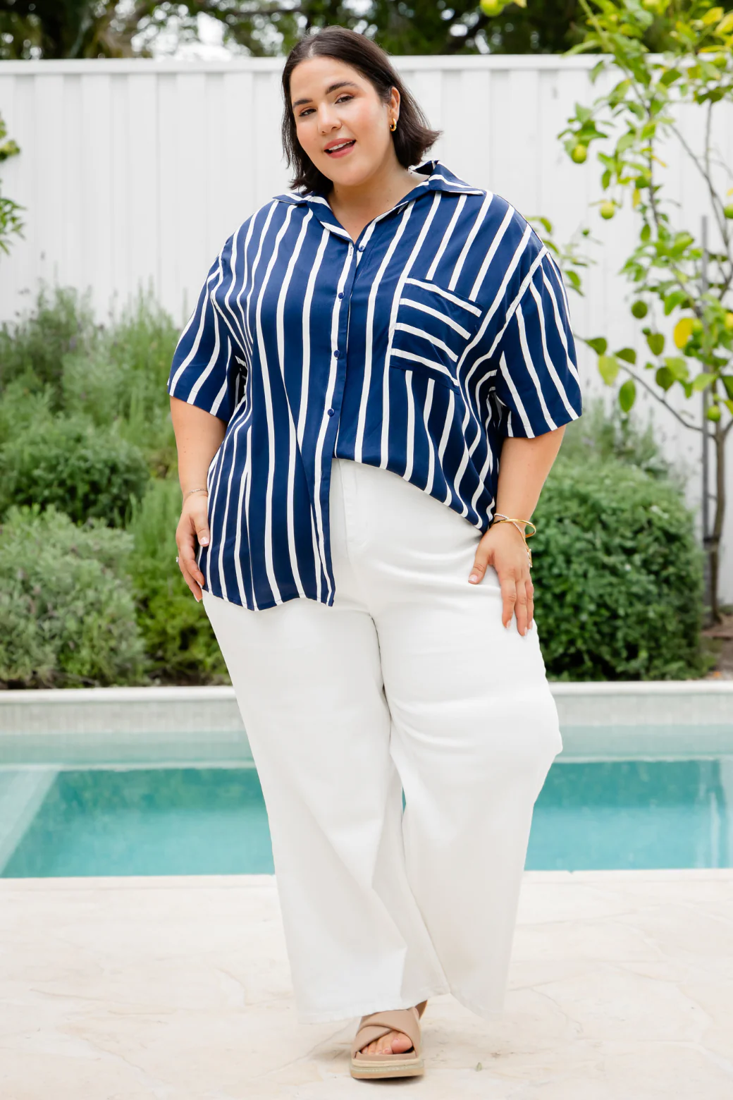 Melrose Shirt Navy Stripe - Image 3