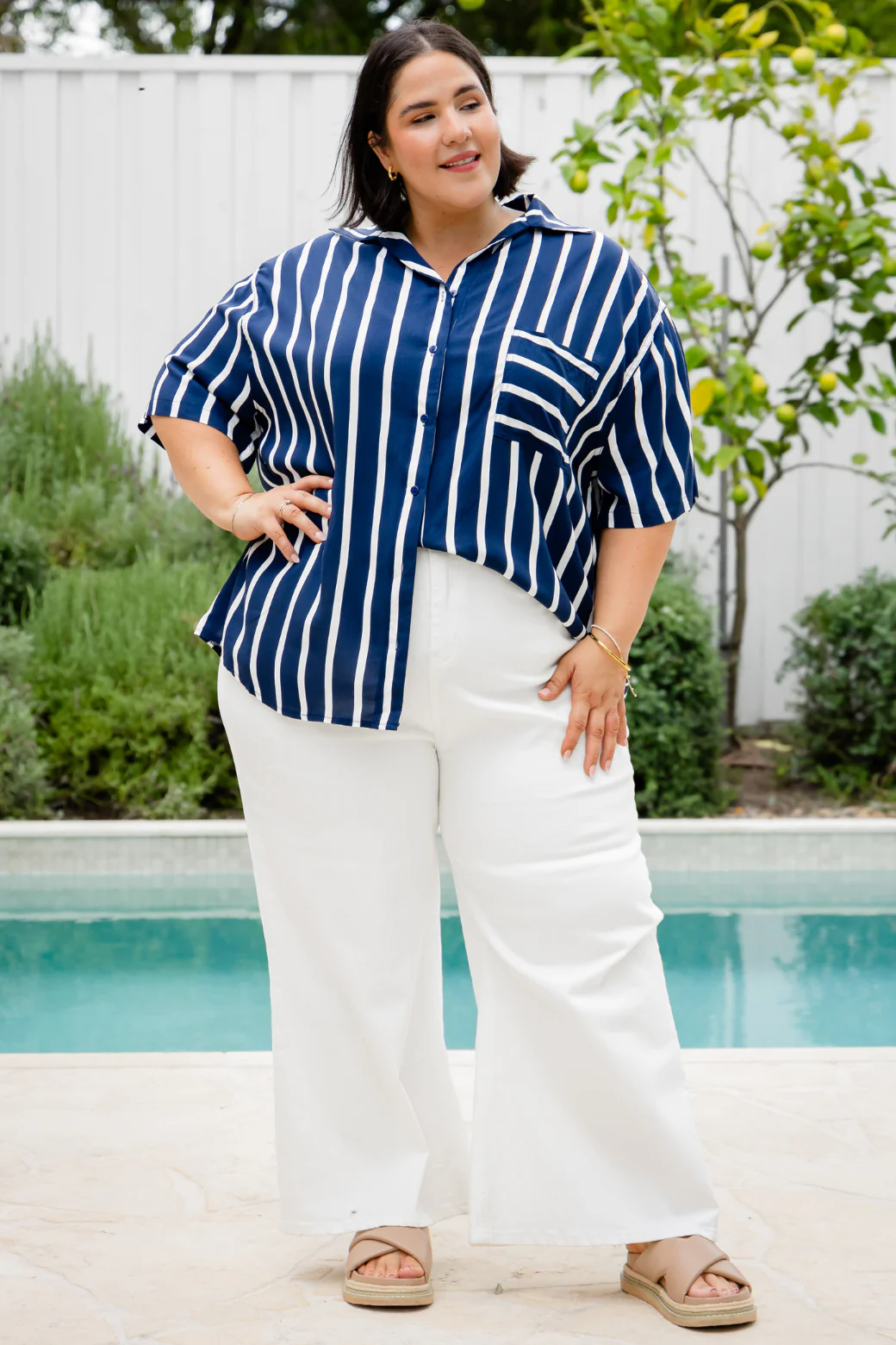 Melrose Shirt Navy Stripe - Image 4