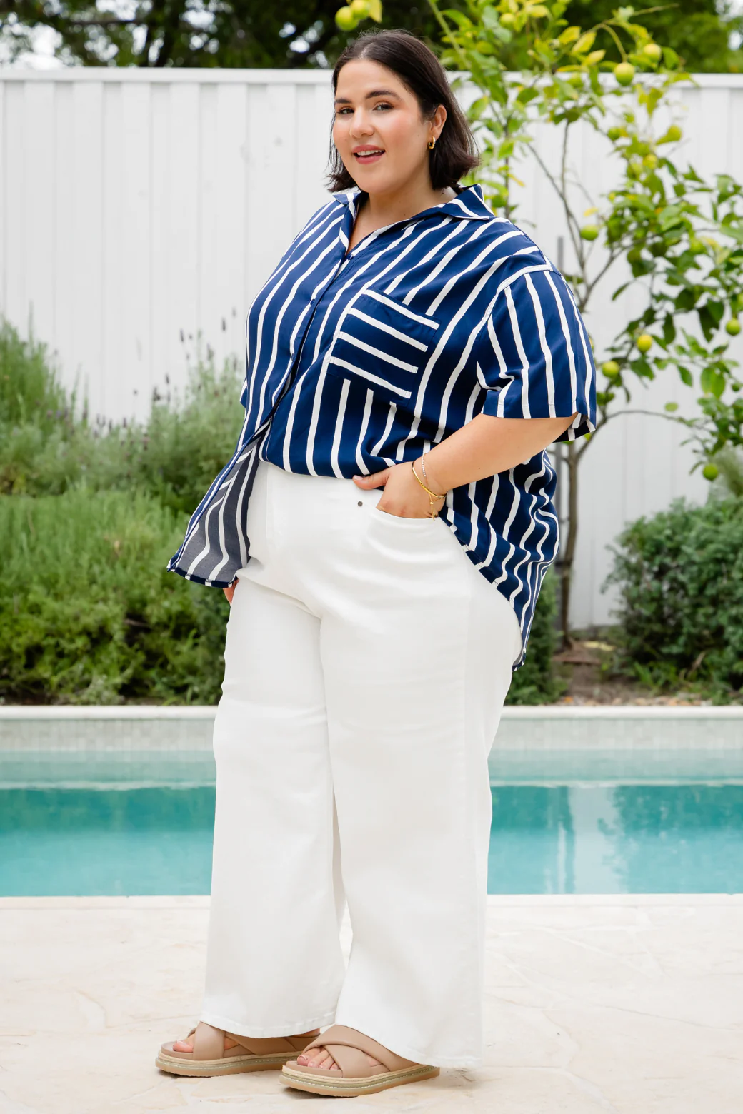 Melrose Shirt Navy Stripe - Image 5