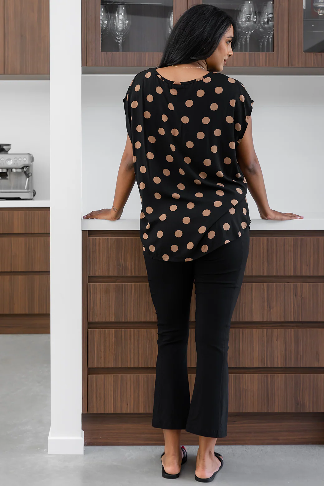 Final Sale | Naomi Top Black Tan Spot - Image 11