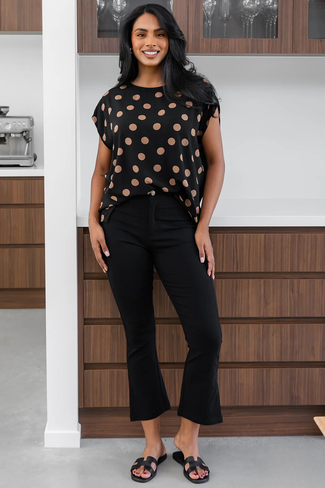 Final Sale | Naomi Top Black Tan Spot - Image 3