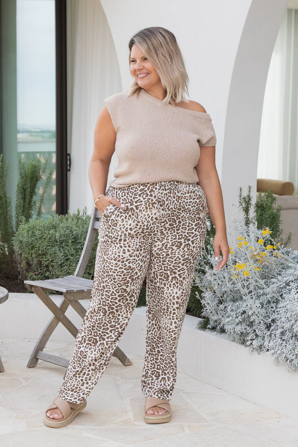 Hampton Off Shoulder Knit Top Natural - Image 7