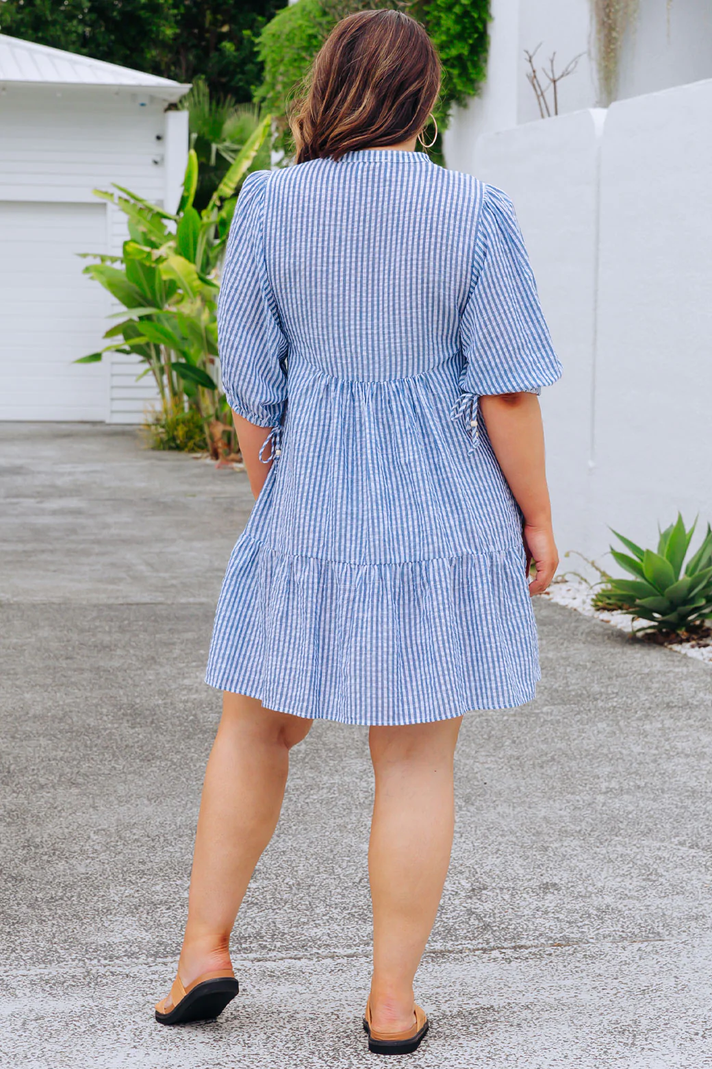 Paige Dress Mid Blue Stripe - Image 10