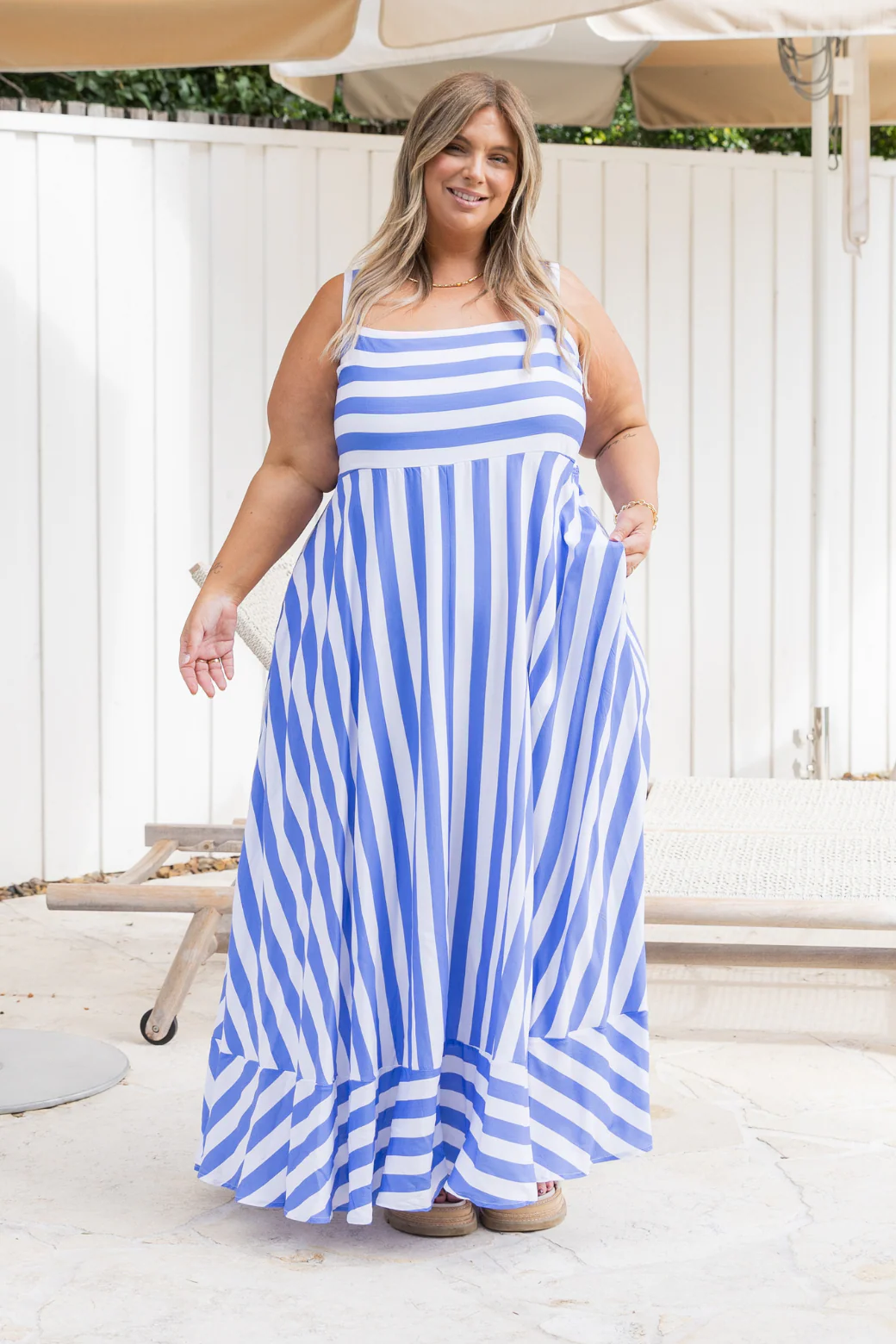 Primrose Maxi Dress Blue Stripe - Image 8