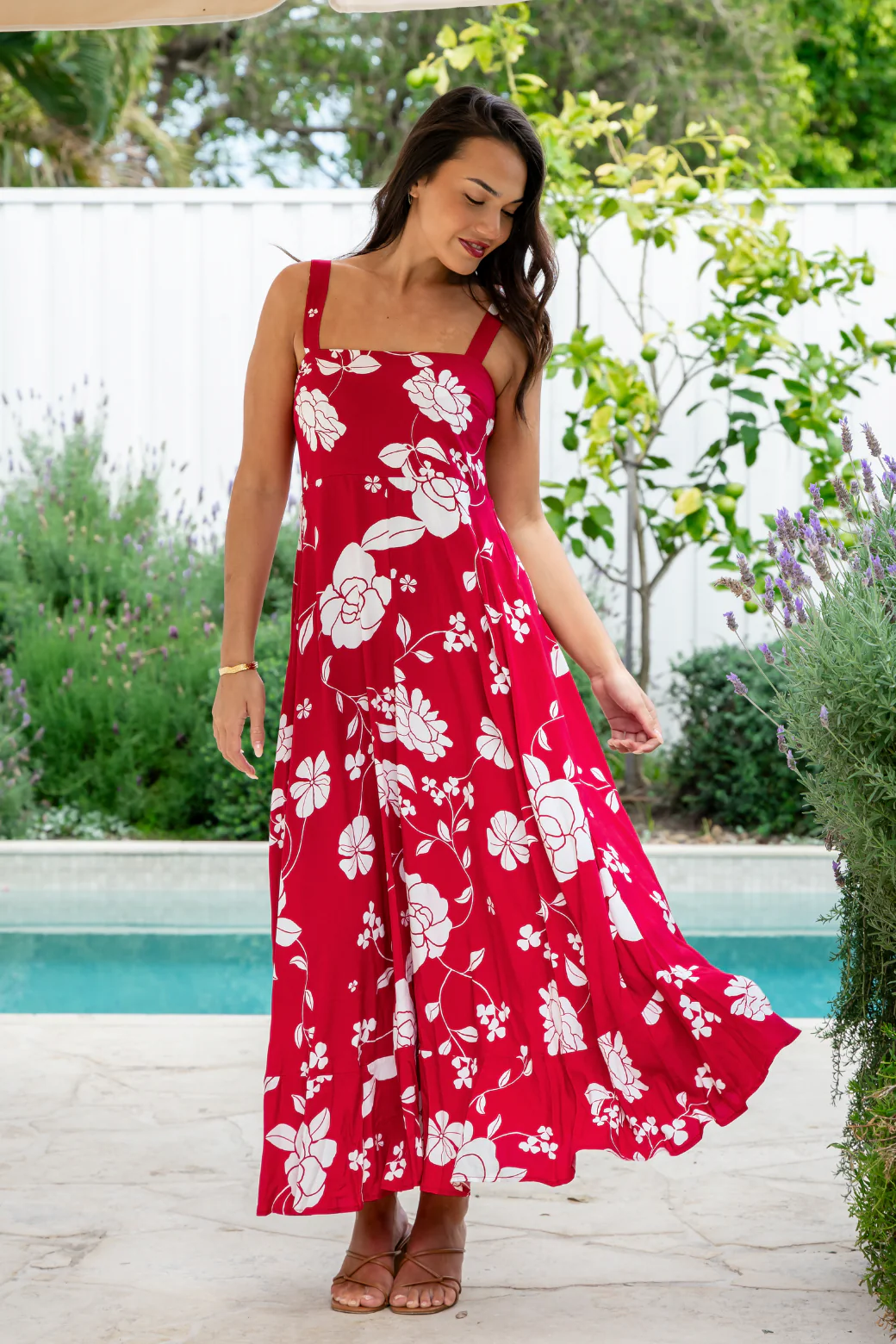 Primrose Maxi Dress Miley Print Red - Image 3