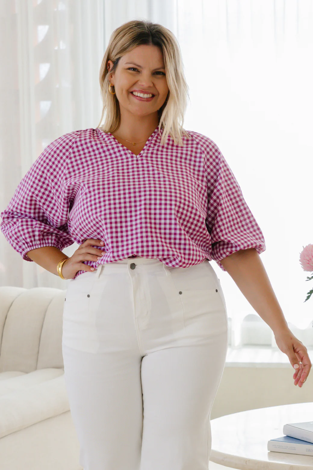 Final Sale | Randy Smock Top Berry Gingham
