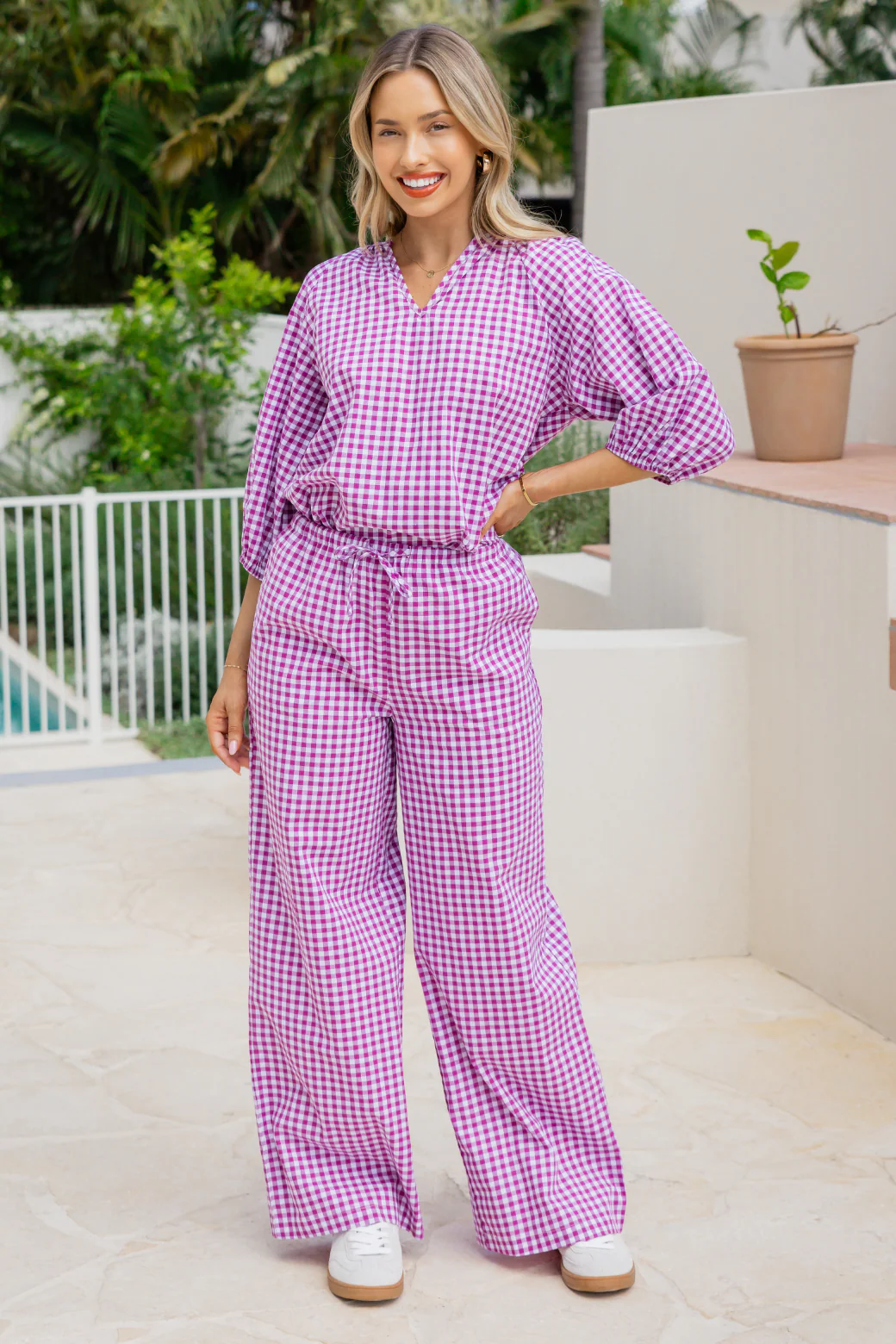 Final Sale | Randy Smock Top Berry Gingham - Image 5