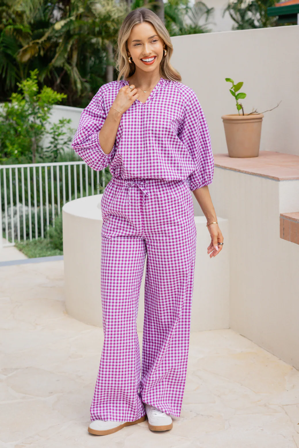 Final Sale | Randy Smock Top Berry Gingham - Image 6