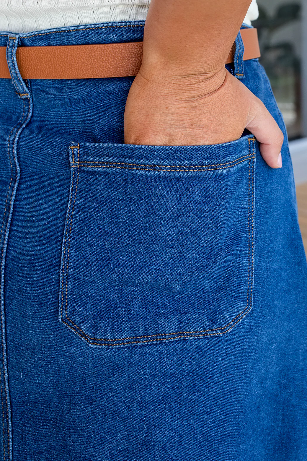 Final Sale | Ruby Denim Skirt Dark Blue Wash - Image 7