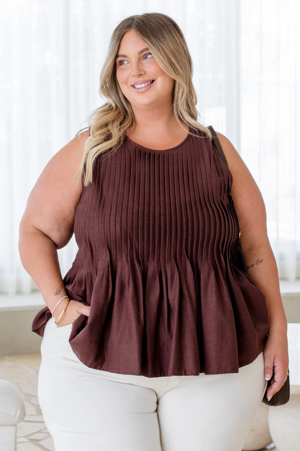 Ruby Pleated Shell Top Dark Chocolate