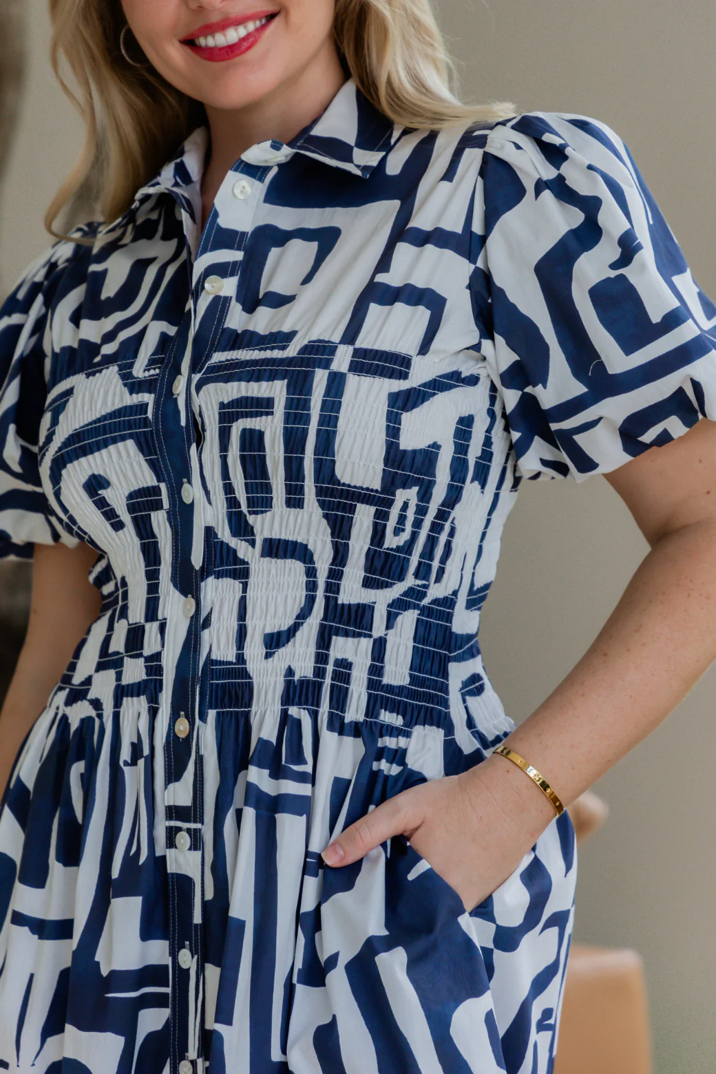 Samantha Midi Dress Fes Print Navy - Image 13