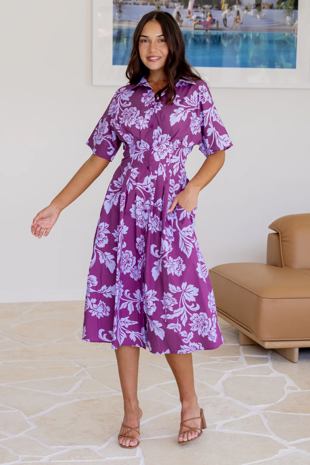 Final Sale | Samara Midi Dress Plum Floral - Image 6