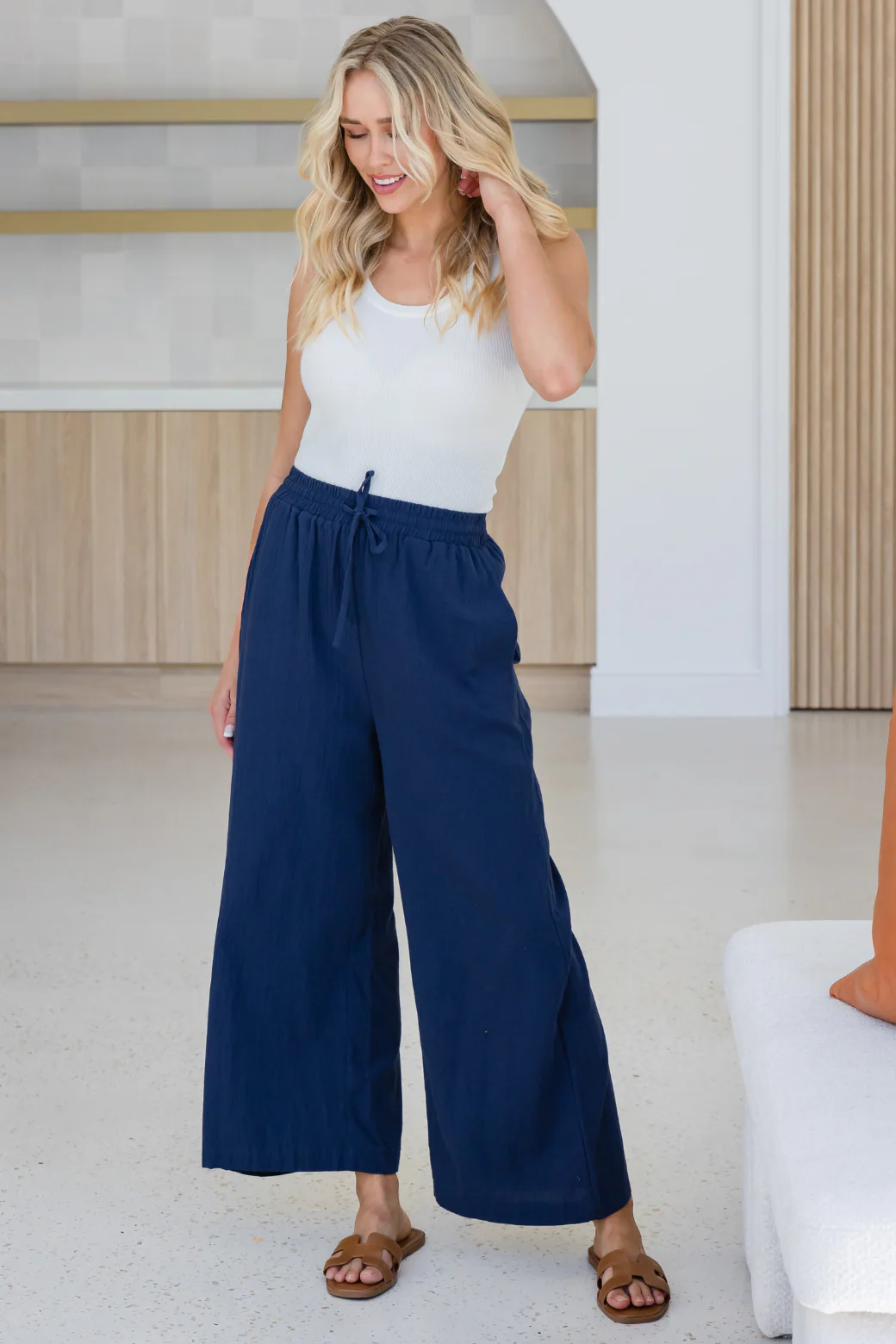 Final Sale | Sammy Drawstring Pants Navy - Image 3