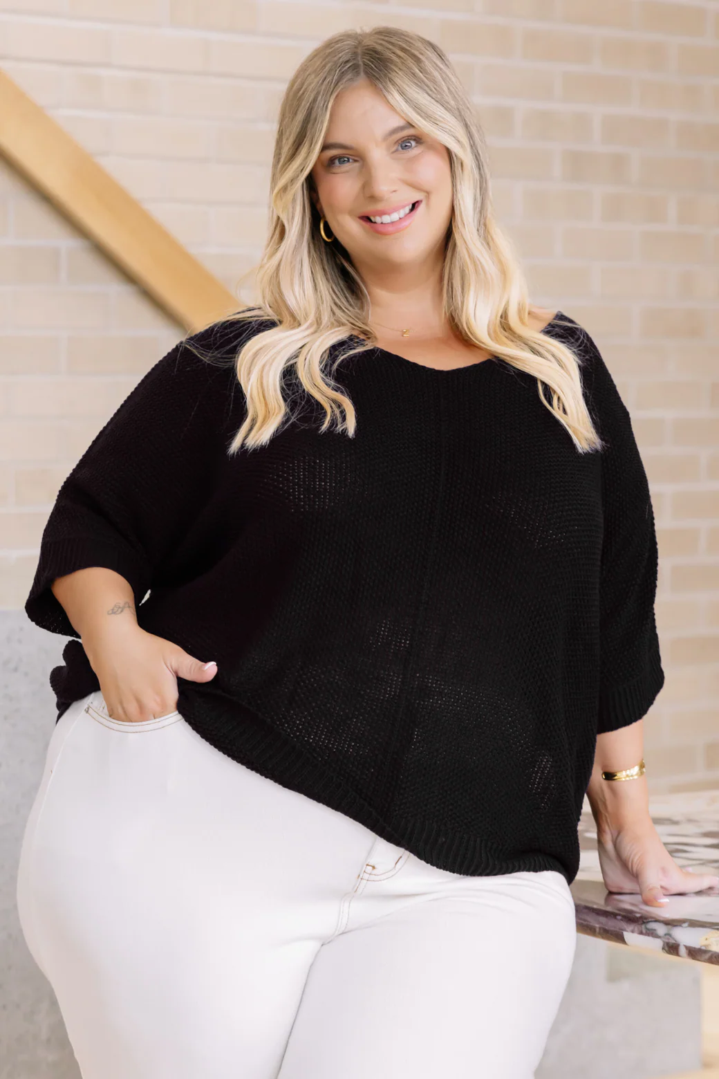 Tate Knit Top Black - Image 2