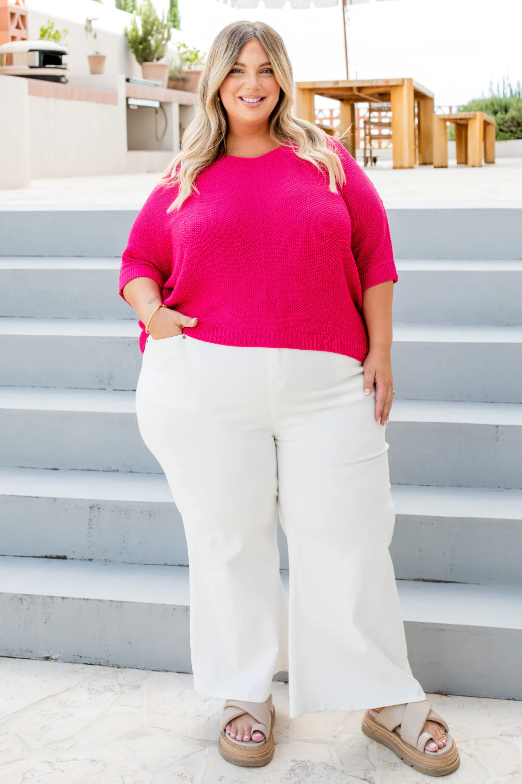 Tate Knit Top Peony Pink - Image 4