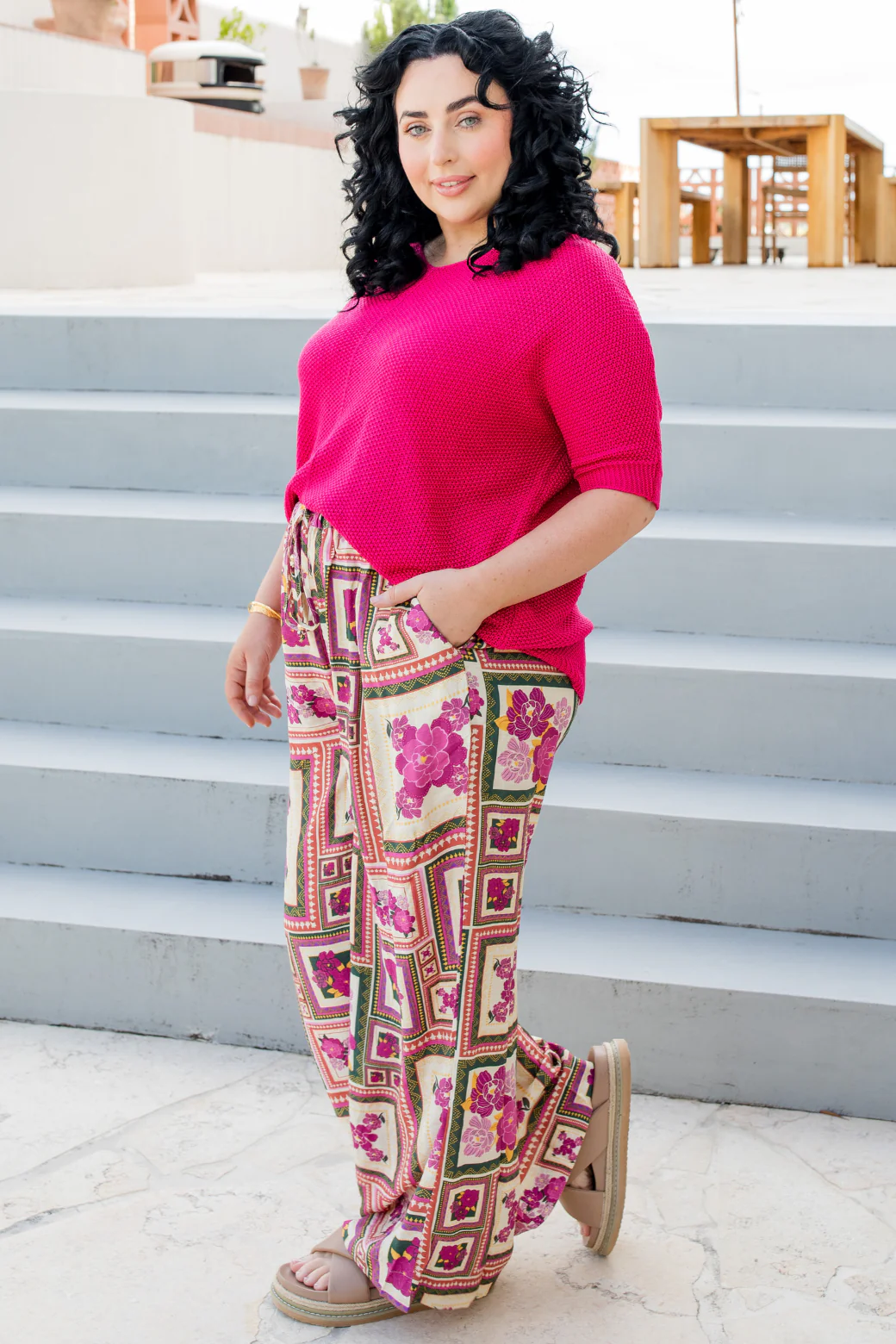 Tate Knit Top Peony Pink - Image 9