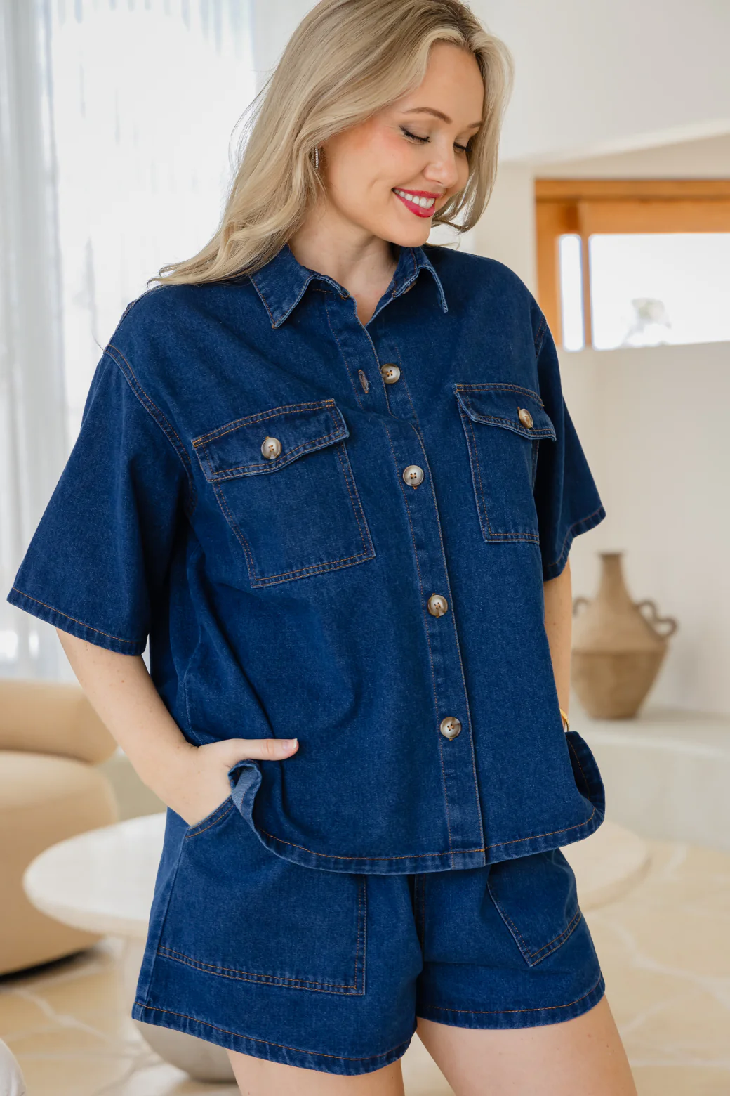 Tina Denim Shirt Dark Indigo - Image 6