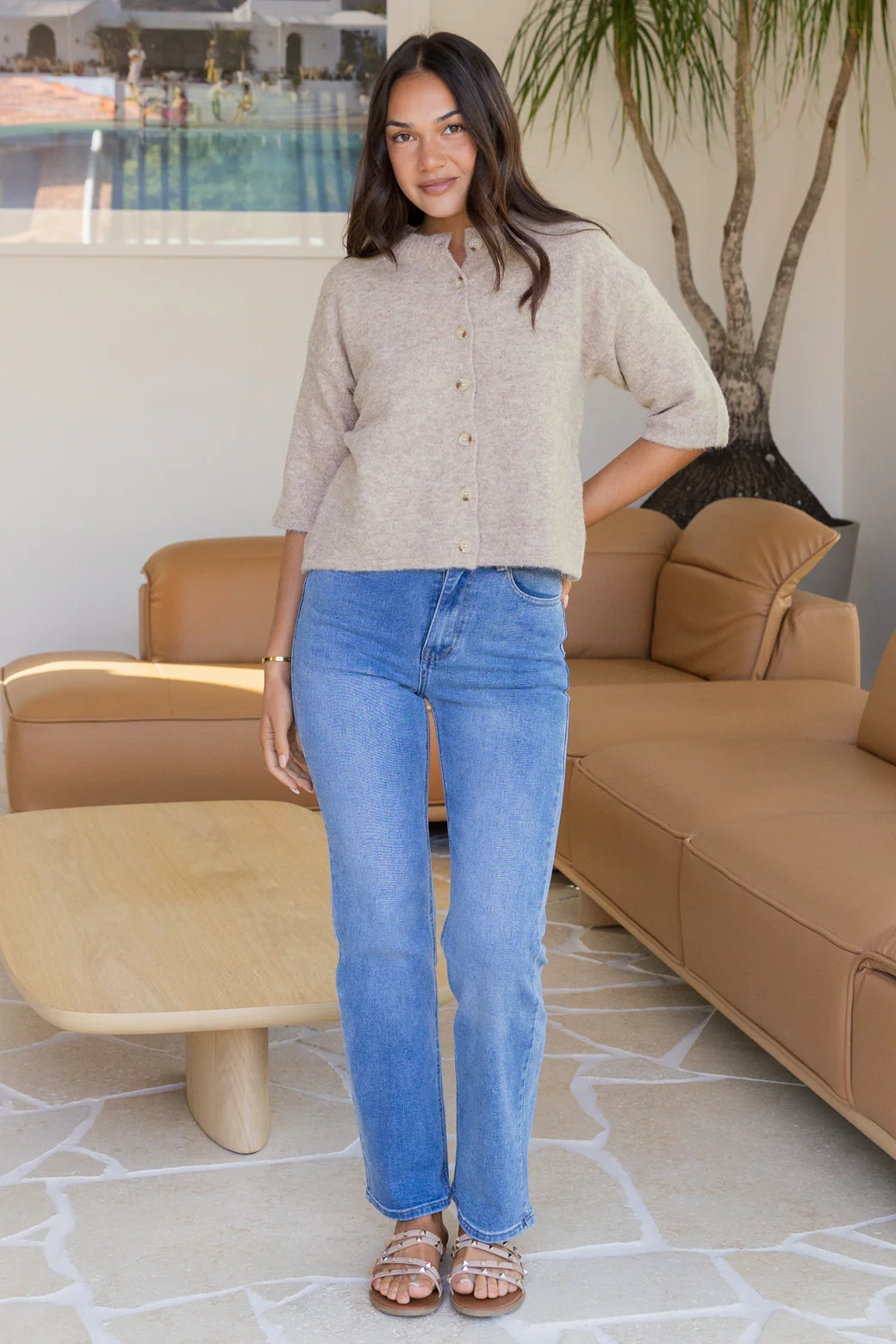 Tyler Cardigan Taupe - Image 3