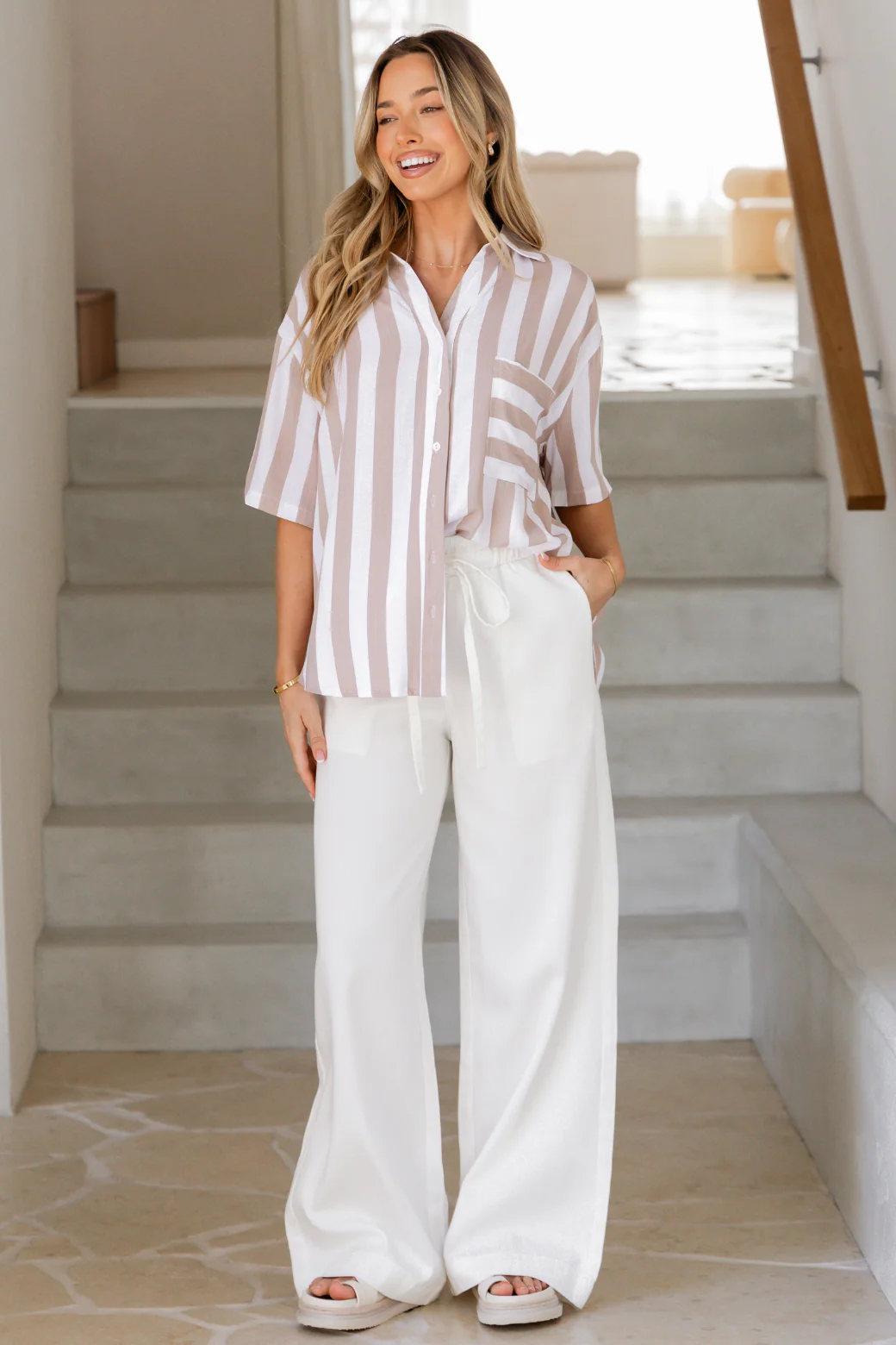 Final Sale | Valerie Drawstring White Pants - Image 3