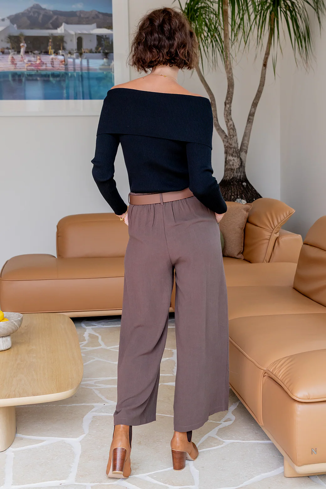 Whitney Linen Tailored Pants Chocolate - Image 8