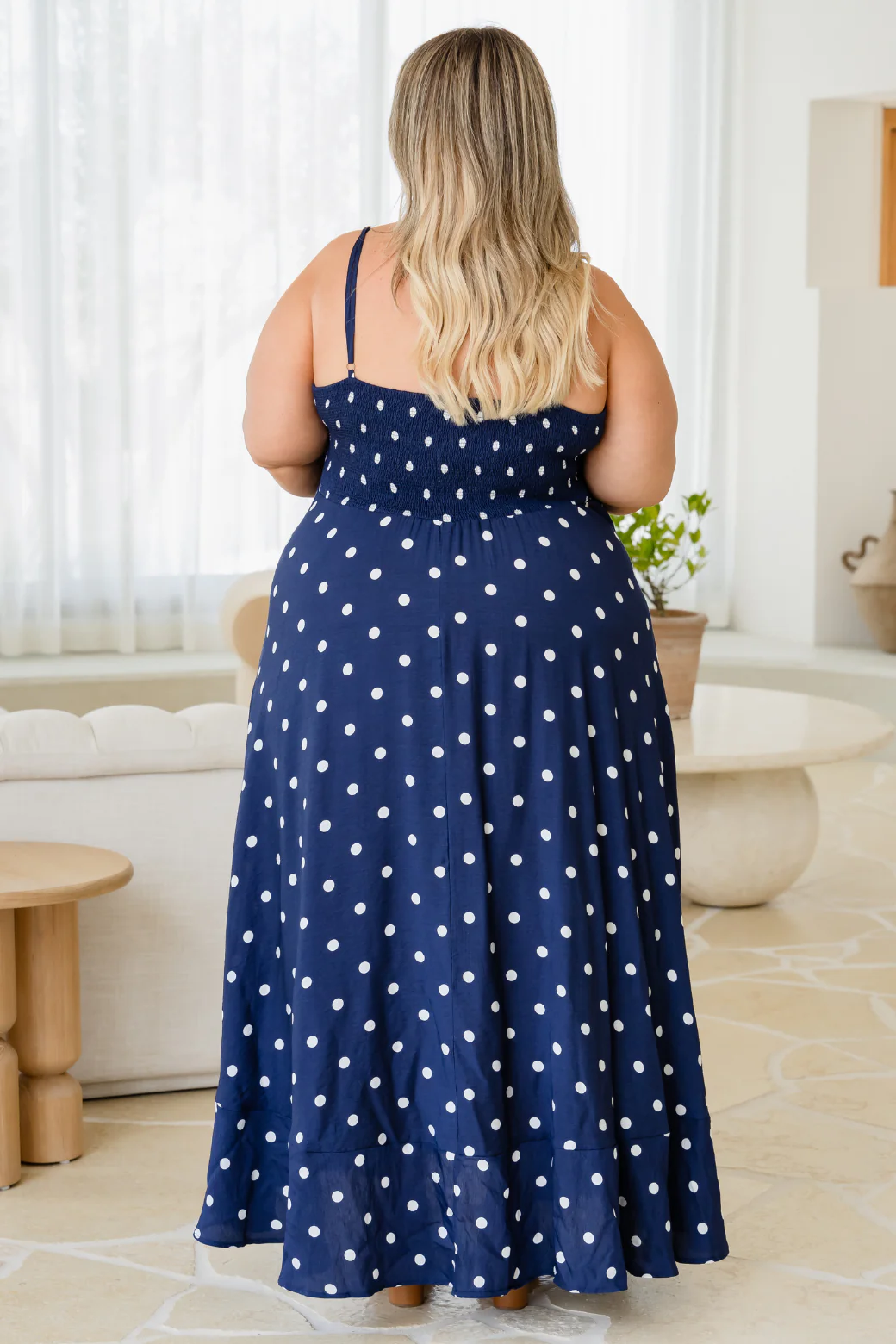 Xanthe Maxi Dress Navy Spot - Image 6