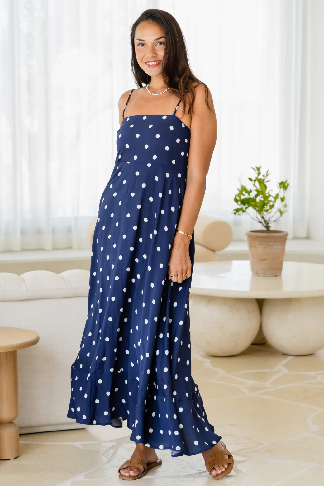 Xanthe Maxi Dress Navy Spot - Image 7