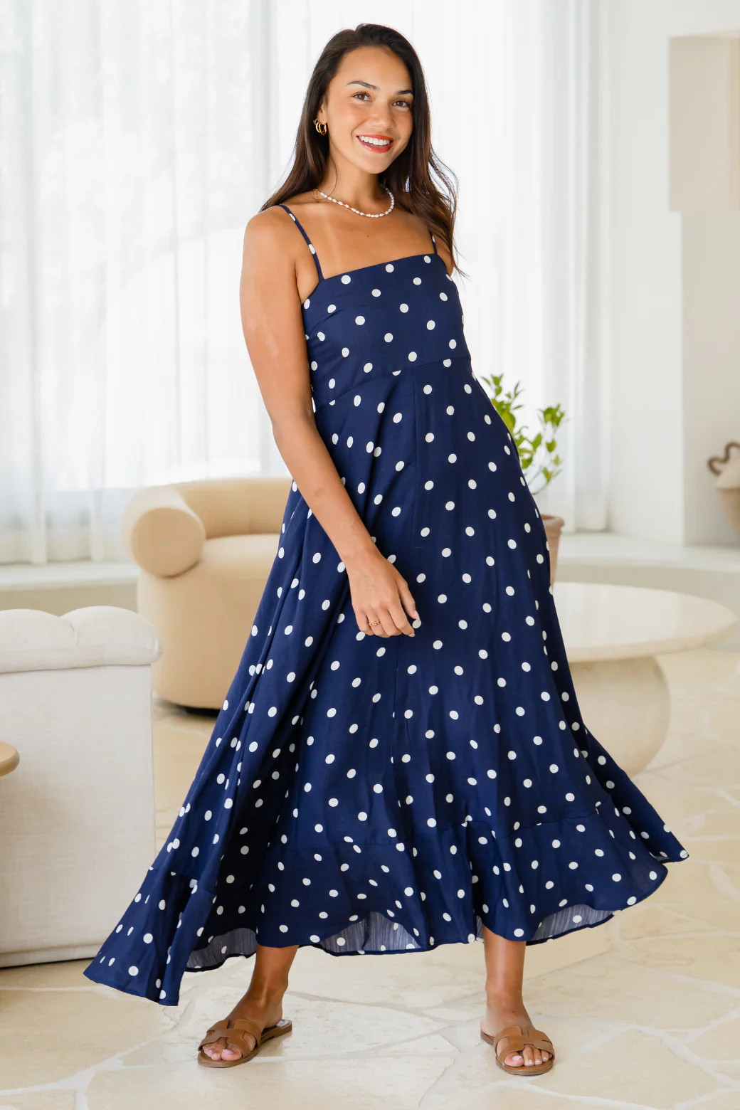 Xanthe Maxi Dress Navy Spot - Image 8
