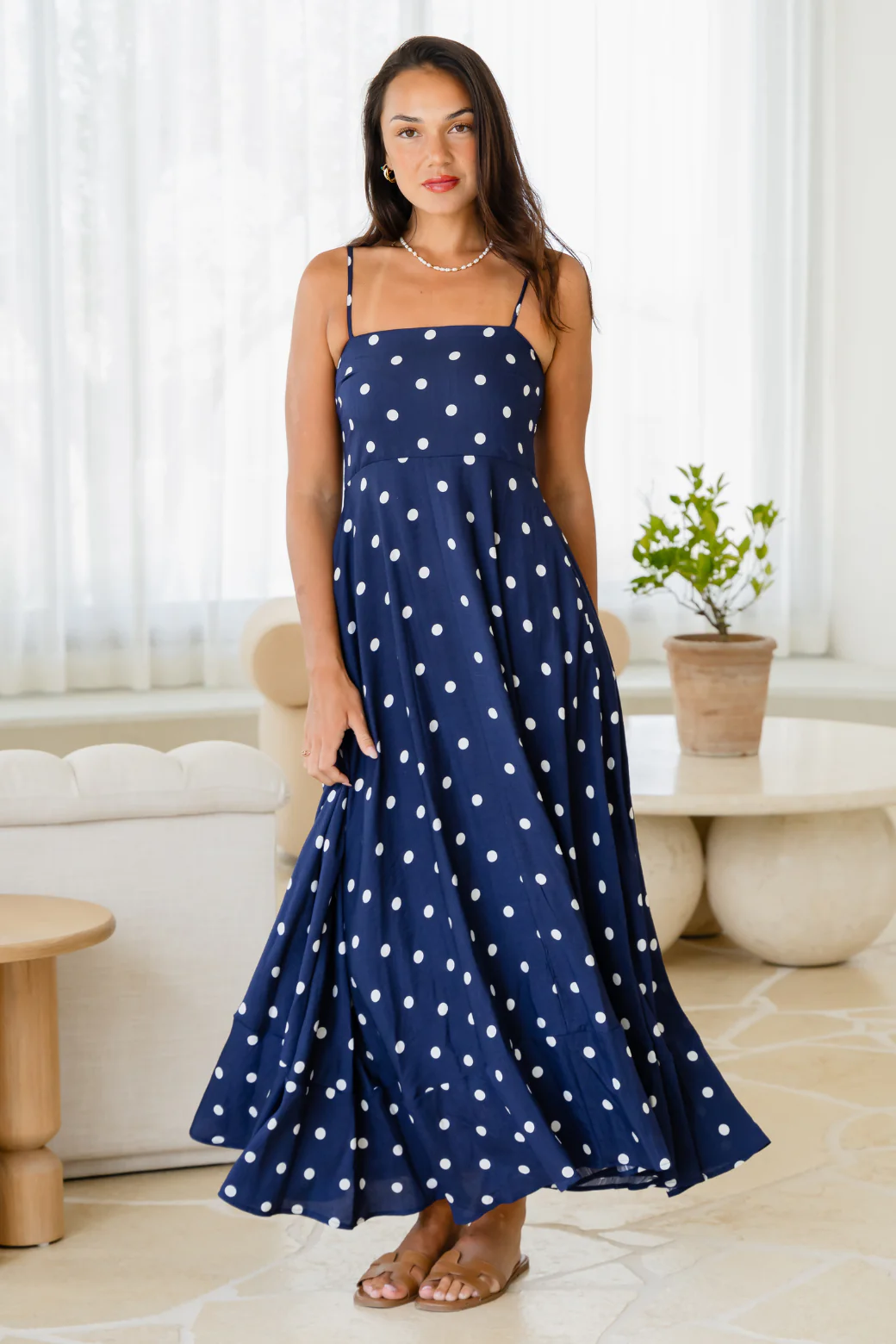 Xanthe Maxi Dress Navy Spot - Image 9