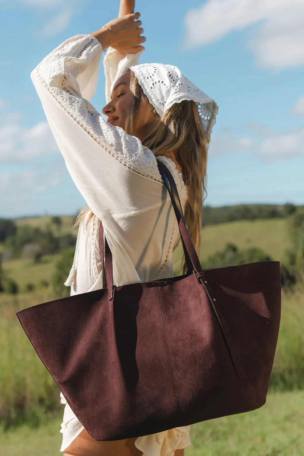 Louenhide Sawyer Suedette Tote Bag Chocolate