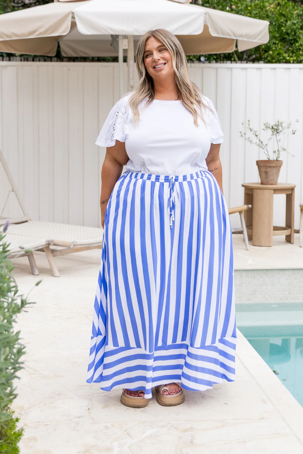 Zena Maxi Skirt Blue Stripe - Image 2