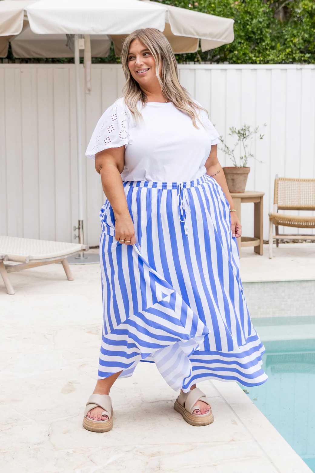 Zena Maxi Skirt Blue Stripe - Image 4