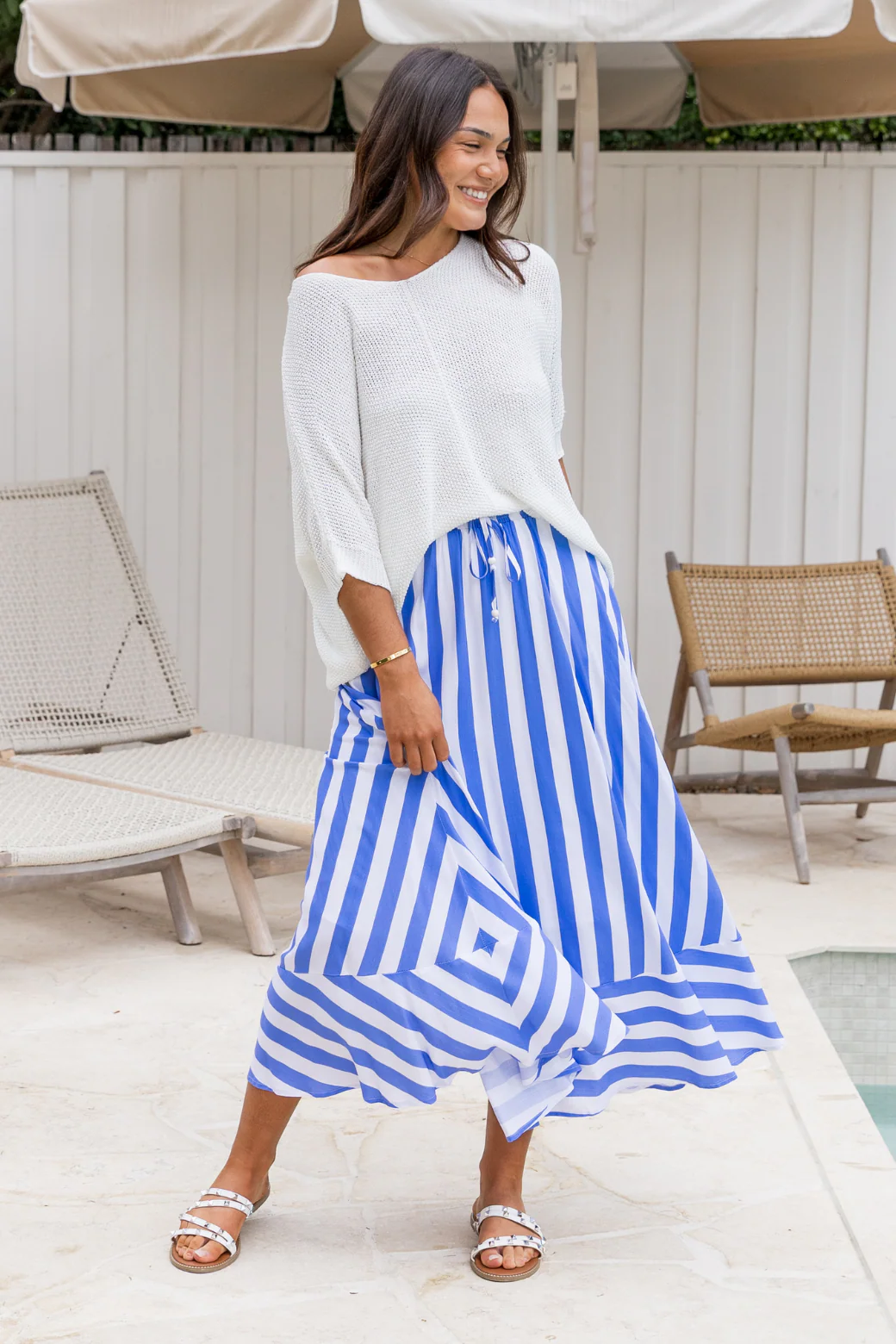 Zena Maxi Skirt Blue Stripe - Image 5