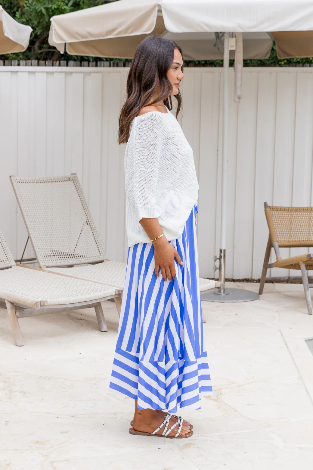 Zena Maxi Skirt Blue Stripe - Image 6