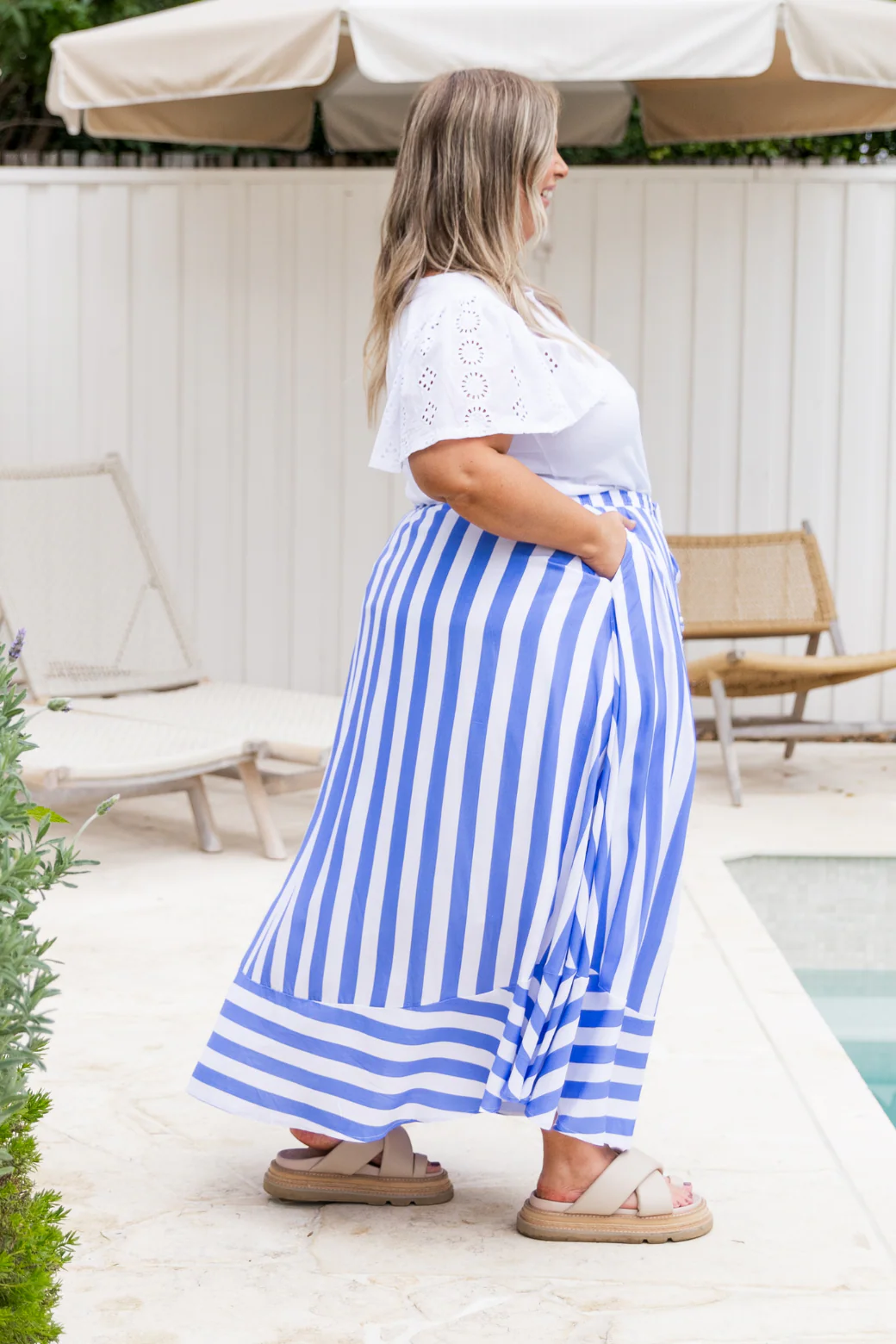 Zena Maxi Skirt Blue Stripe - Image 7